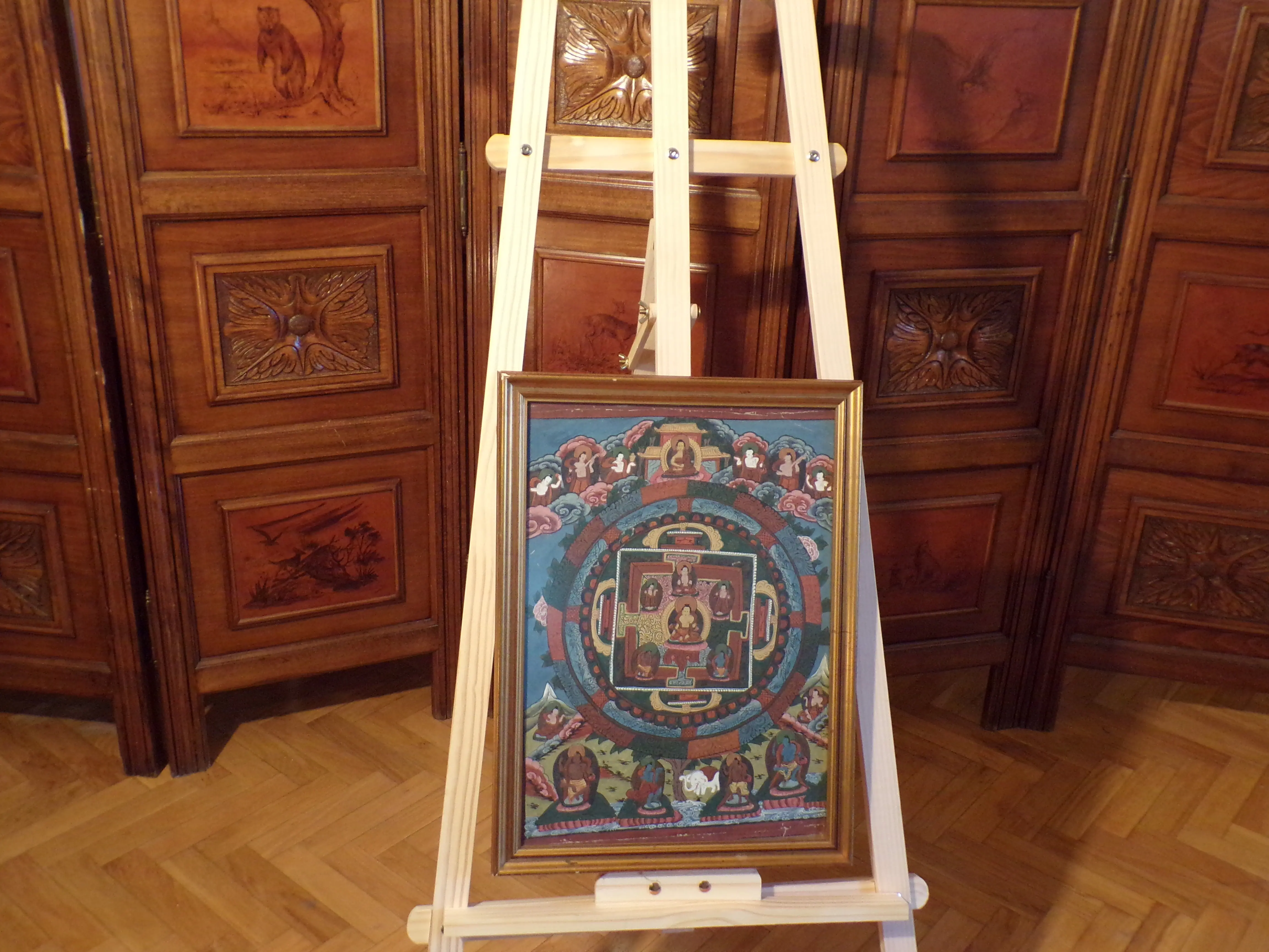Formas Hindues — Desconocido, Pintura mineral sobre tela (Thangka), técnica tradicional tibetana, 52 x 40 cm — vista 2
