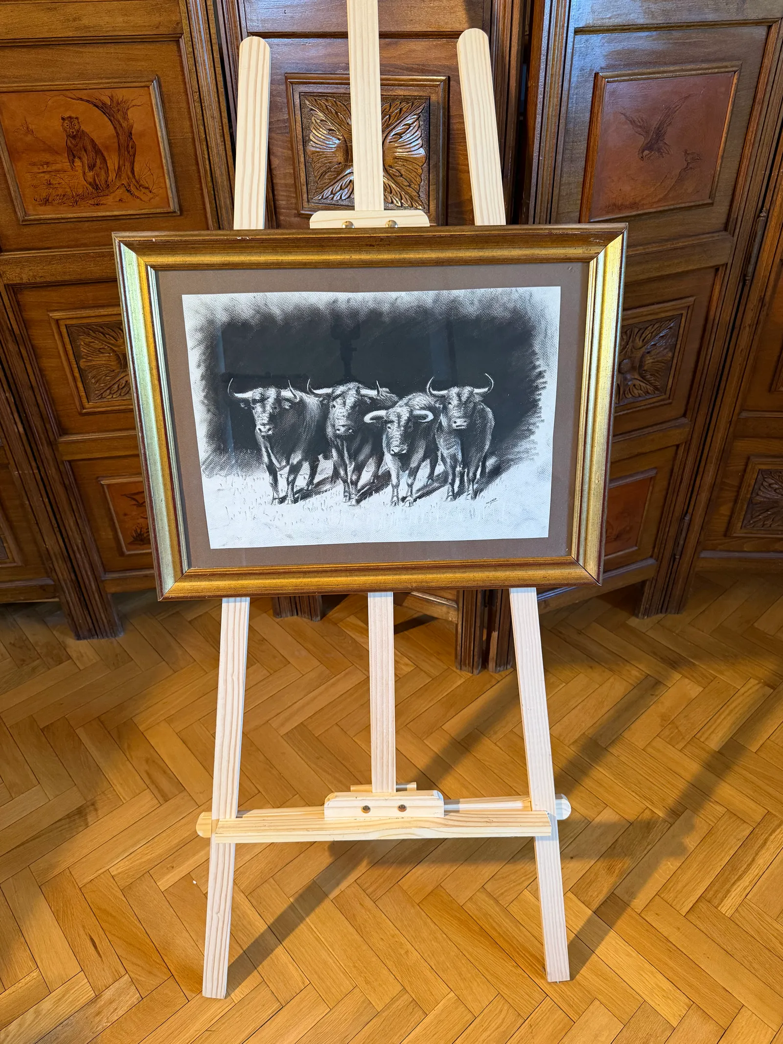 El pulso de la bravura — Manolo (firma), Carboncillo probable, 47 x 62 cm — vista 1