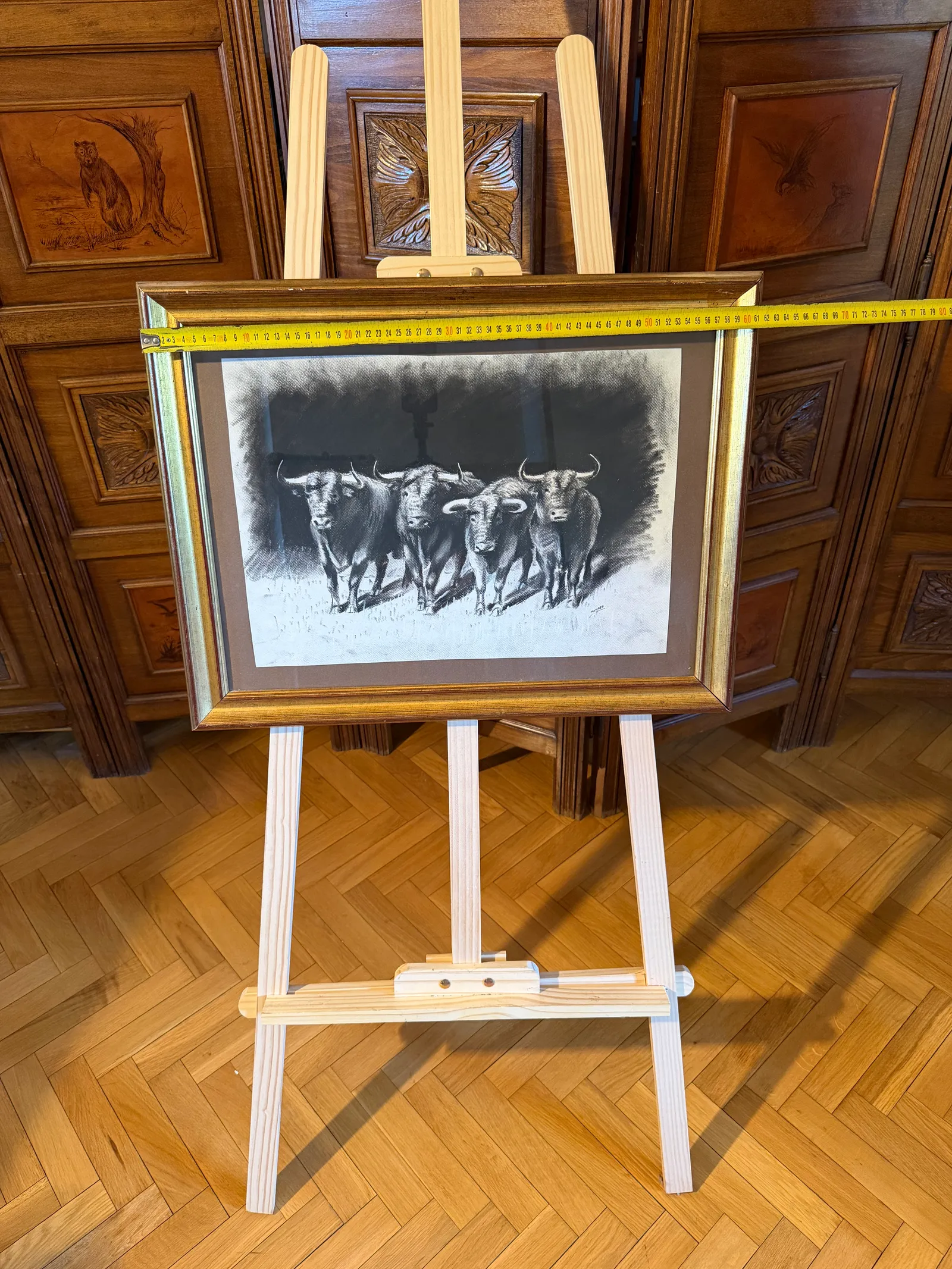 El pulso de la bravura — Manolo (firma), Carboncillo probable, 47 x 62 cm — vista 2